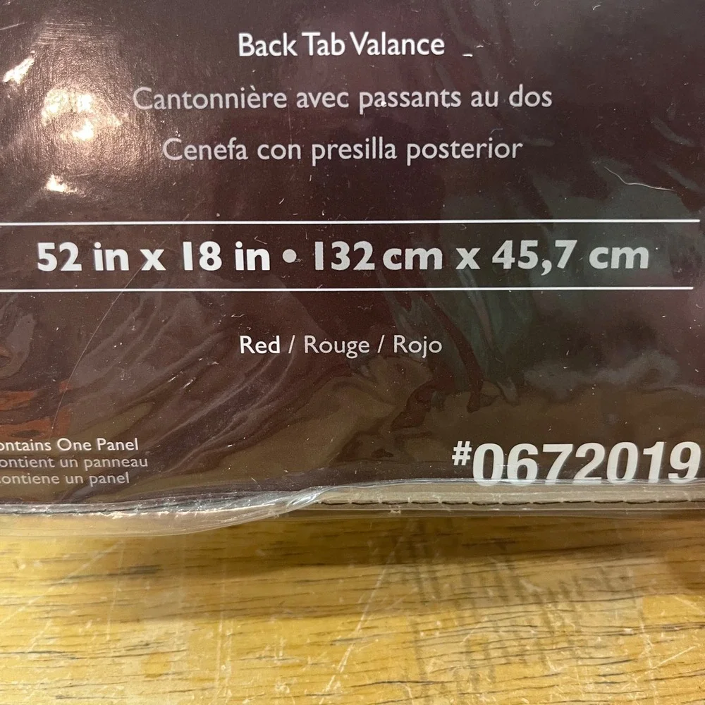Allen + Roth Glenellen Red Back Tab Valance 52x18 Window Treatment #0672019